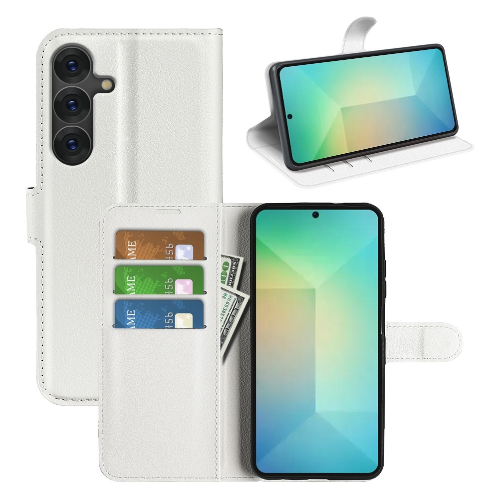 Litchi könyv tok Samsung Galaxy S25 készülékhez - fehér