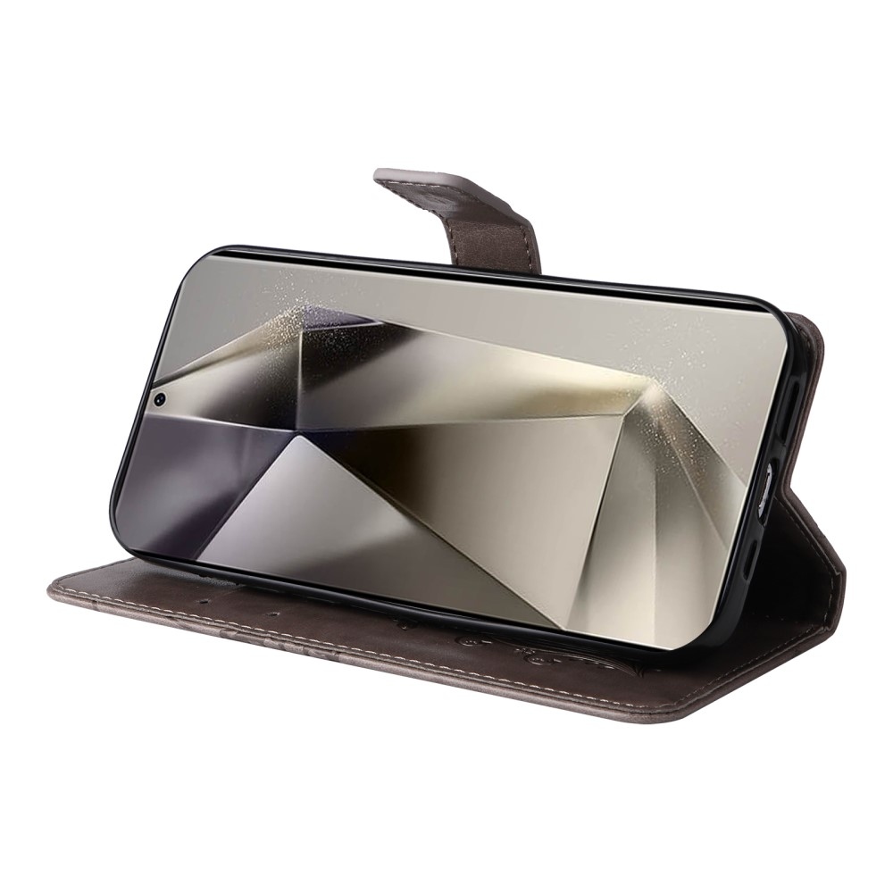 Nagy pillangó könyv tok Samsung Galaxy S25 Ultra készülékhez - szürke