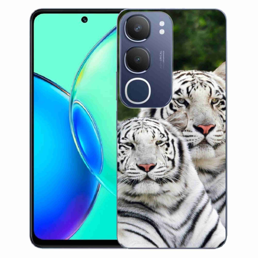 Gél borítás mmCase a Vivo Y19s készülékhez - fehér tigrisek