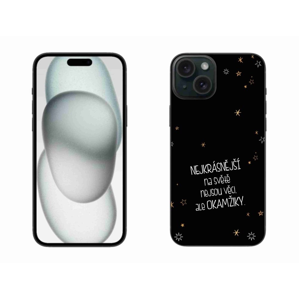 Gél borítás mmCase iPhone 15 Plus készülékhez - idézet 4 fekete háttér