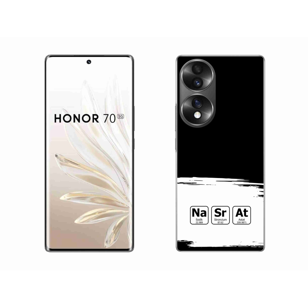 Gél borító mmCase a Honor 70-hez - kémiai elemek fehér és fekete háttérrel
