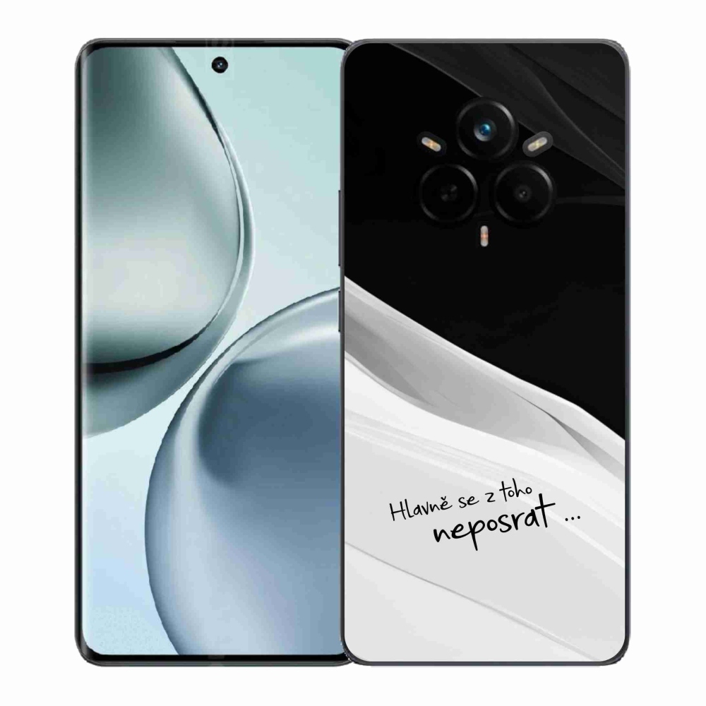 Gél borító mmCase a Realme 14 Pro+ 5G számára - vicces szöveg 13 fehér és fekete háttérrel