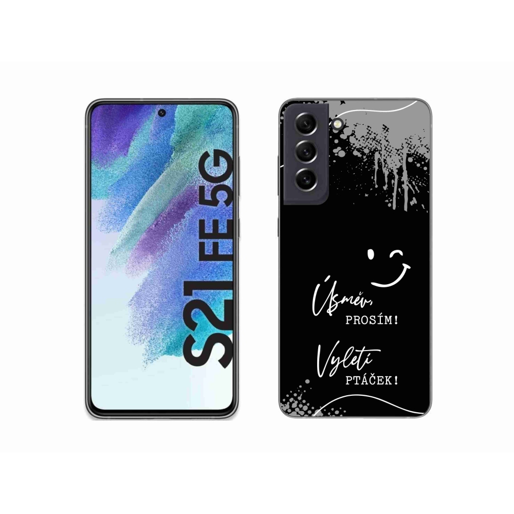 Gél borító mmCase Samsung Galaxy S21 FE 5G - vicces szöveg 4 fekete háttér