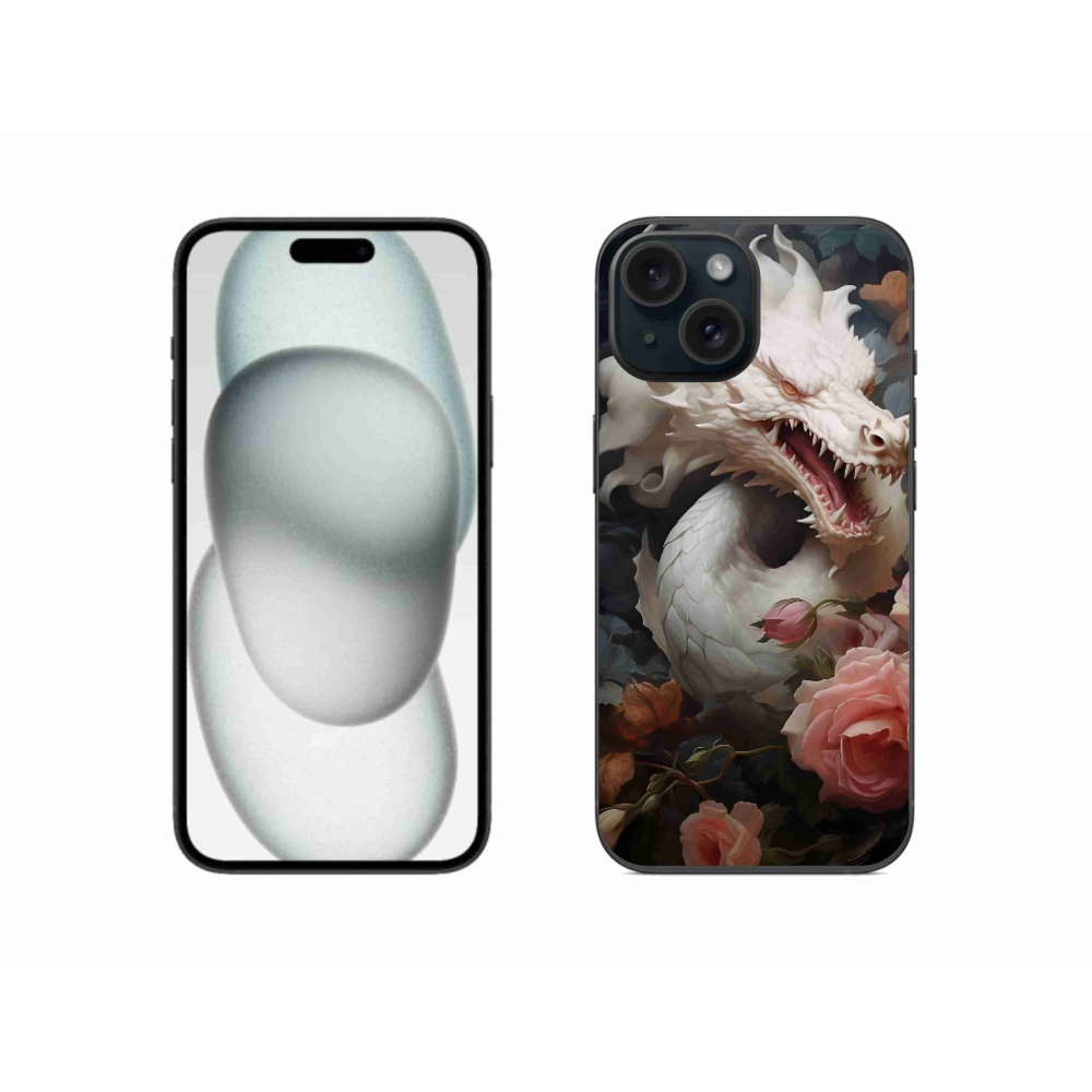 Zselés borítás mmCase iPhone 15 készülékhez - fehér sárkány