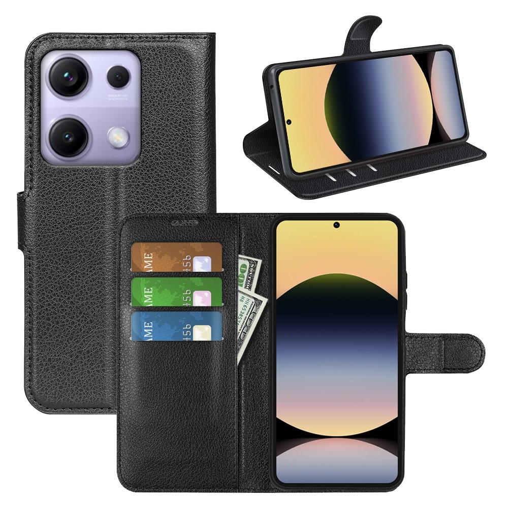 Litchi könyv tok Xiaomi Redmi Note 14S-hez - fekete