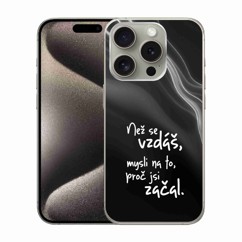 Zselés borítás mmCase iPhone 15 Pro készülékhez - idézet 2 fekete háttér