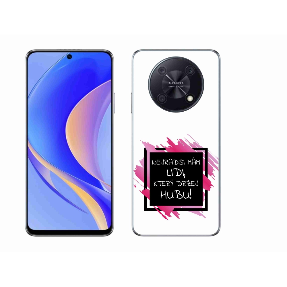 Gél borító mmCase a Huawei Nova Y90-hez - vicces szöveg 7 fekete és fehér háttérrel