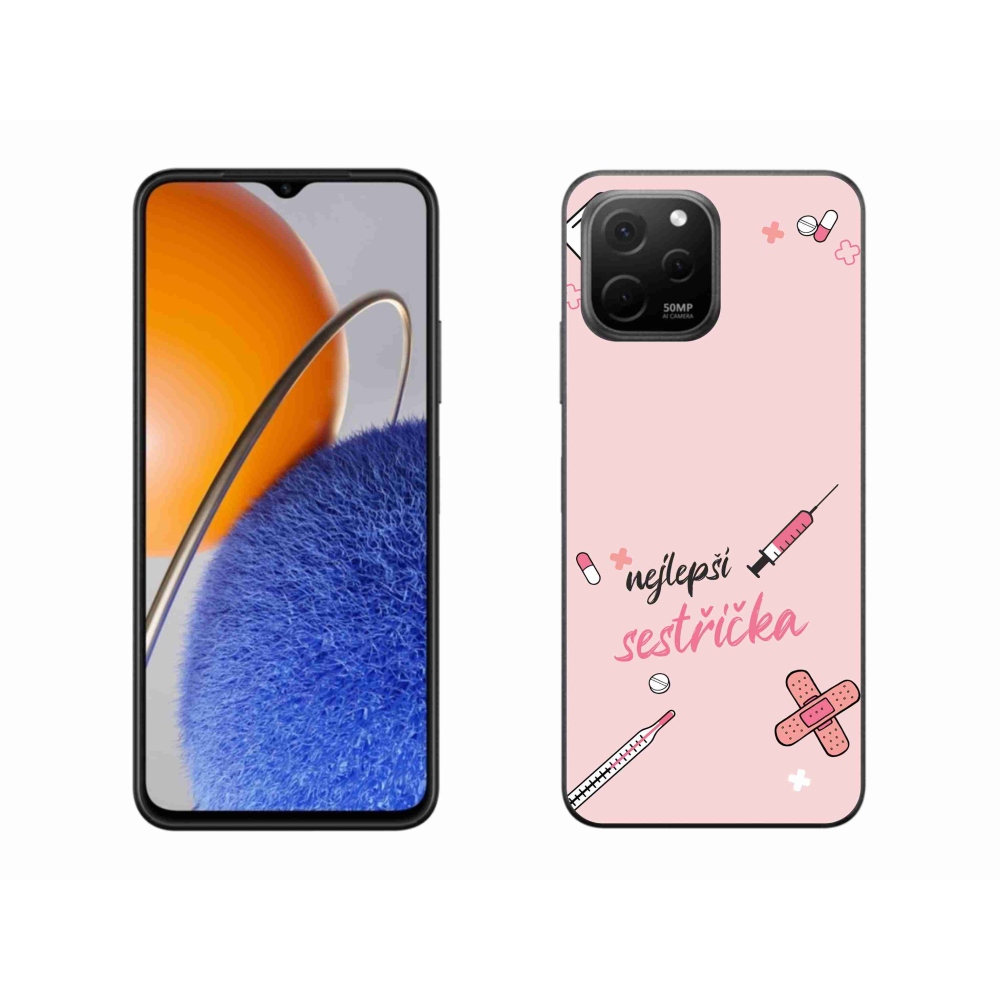 Gél borító mmCase a Huawei Nova Y61-en - a legjobb kishúg rózsaszín háttérrel