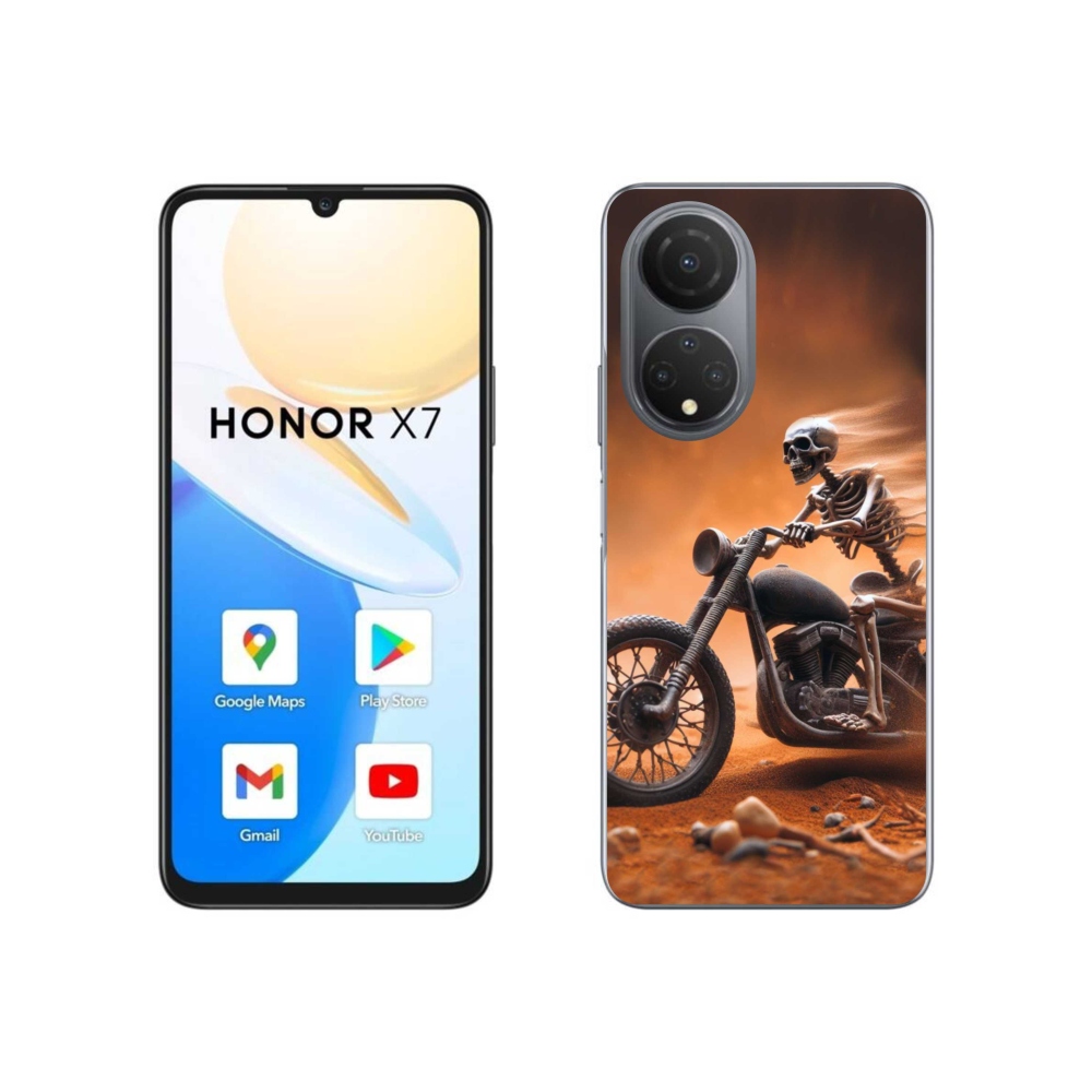 Gél borítás mmCase a Honor X7-hez - csontváz egy motorkerékpáron
