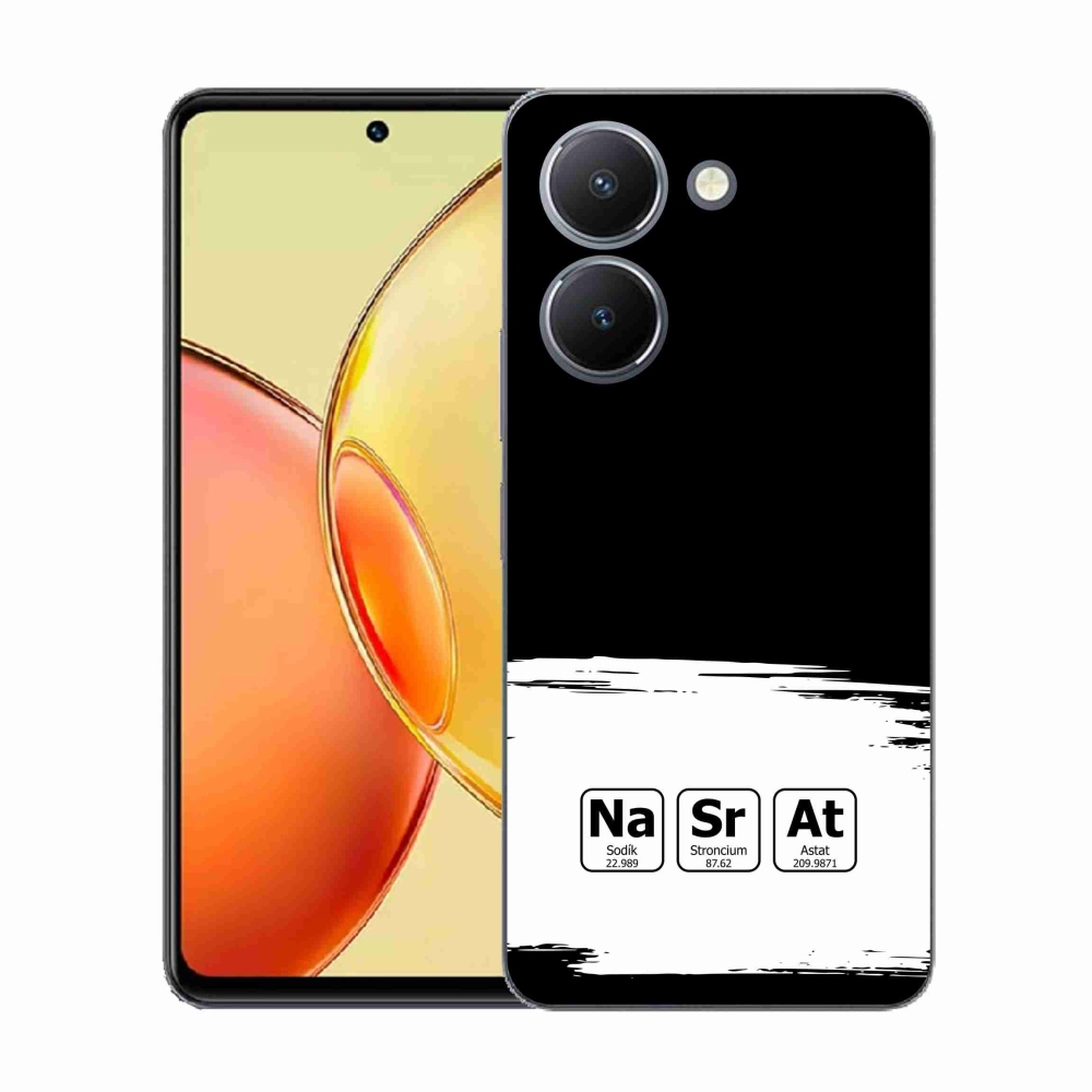 Gél borító mmCase a Vivo Y36-on - kémiai elemek fehér és fekete háttérrel