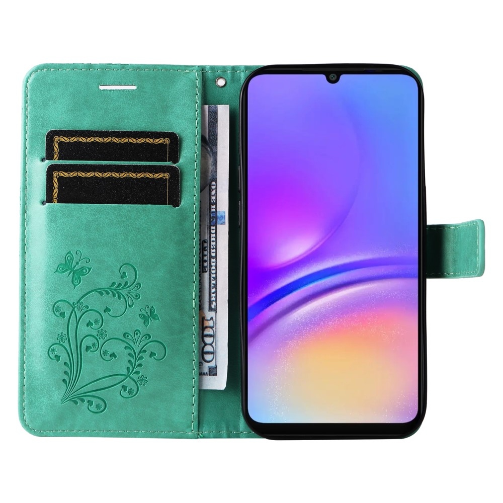 Nagy pillangó könyv tok Samsung Galaxy A06 4G készülékhez - teáskék színű