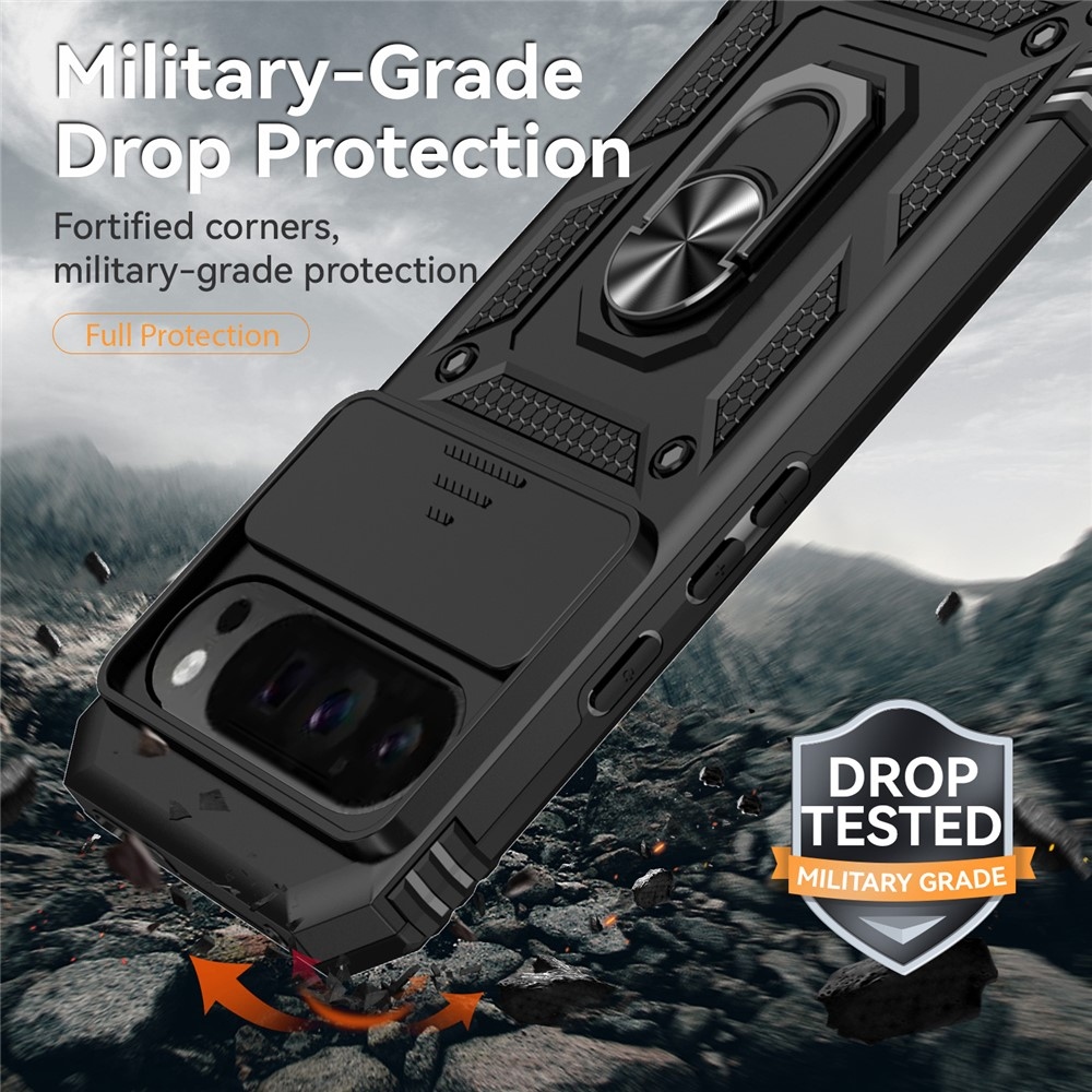 Gyűrűálló borítás Google Pixel 10 Pro XL/Pixel 9 Pro XL készülékhez - fekete