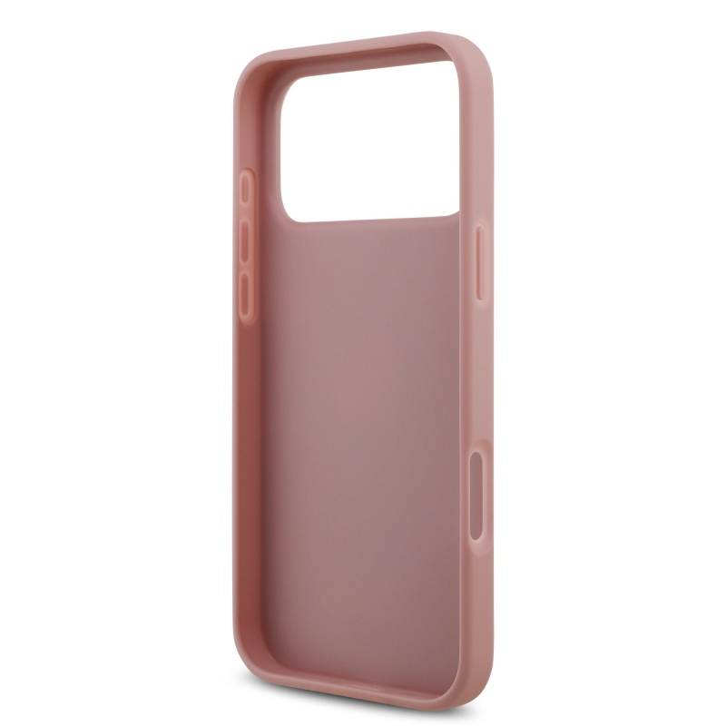 Guess PU Fixed Glitter 4G fém logós hátsó tok iPhone 18 Pro Max-hoz, rózsaszín