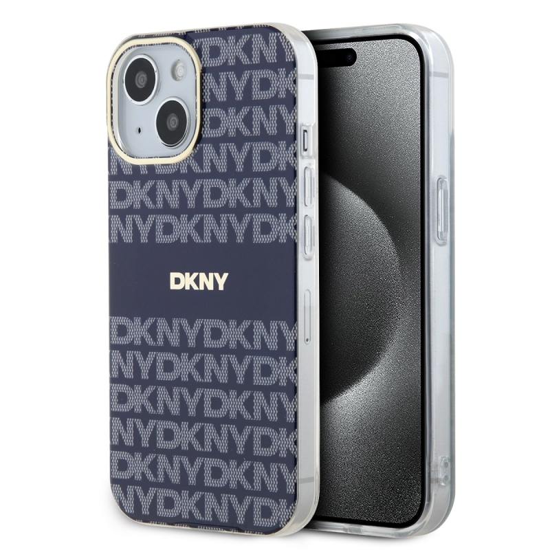 DKNY PC/TPU ismétlődő mintás tonális csíkos Magsafe hátlap iPhone 13-hoz Kék