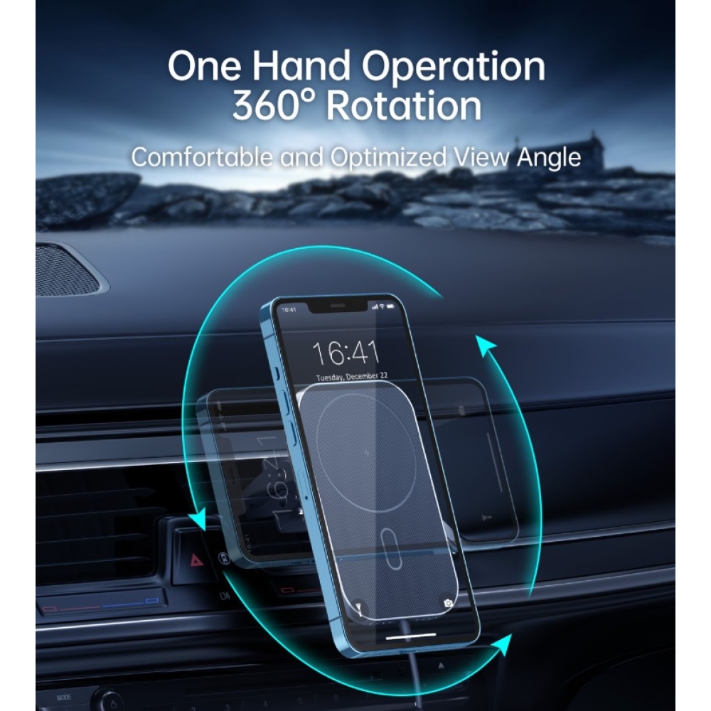 Swissten mágneses ventilátortartó 15W vezeték nélküli töltéssel és MagSafe-vel