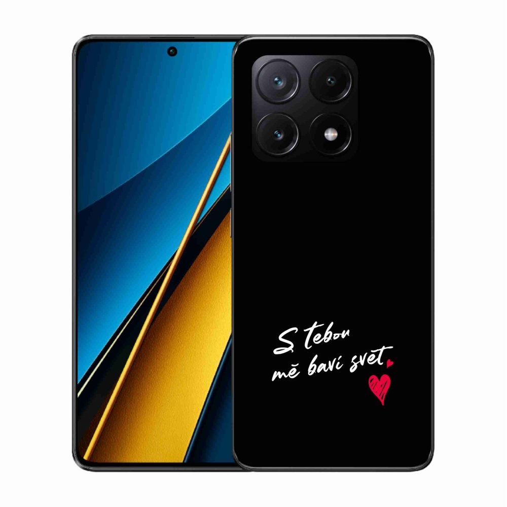 Gél borító mmCase a Xiaomi Poco X6 Pro 5G-hez - szerelmes szöveg 1 fekete háttér