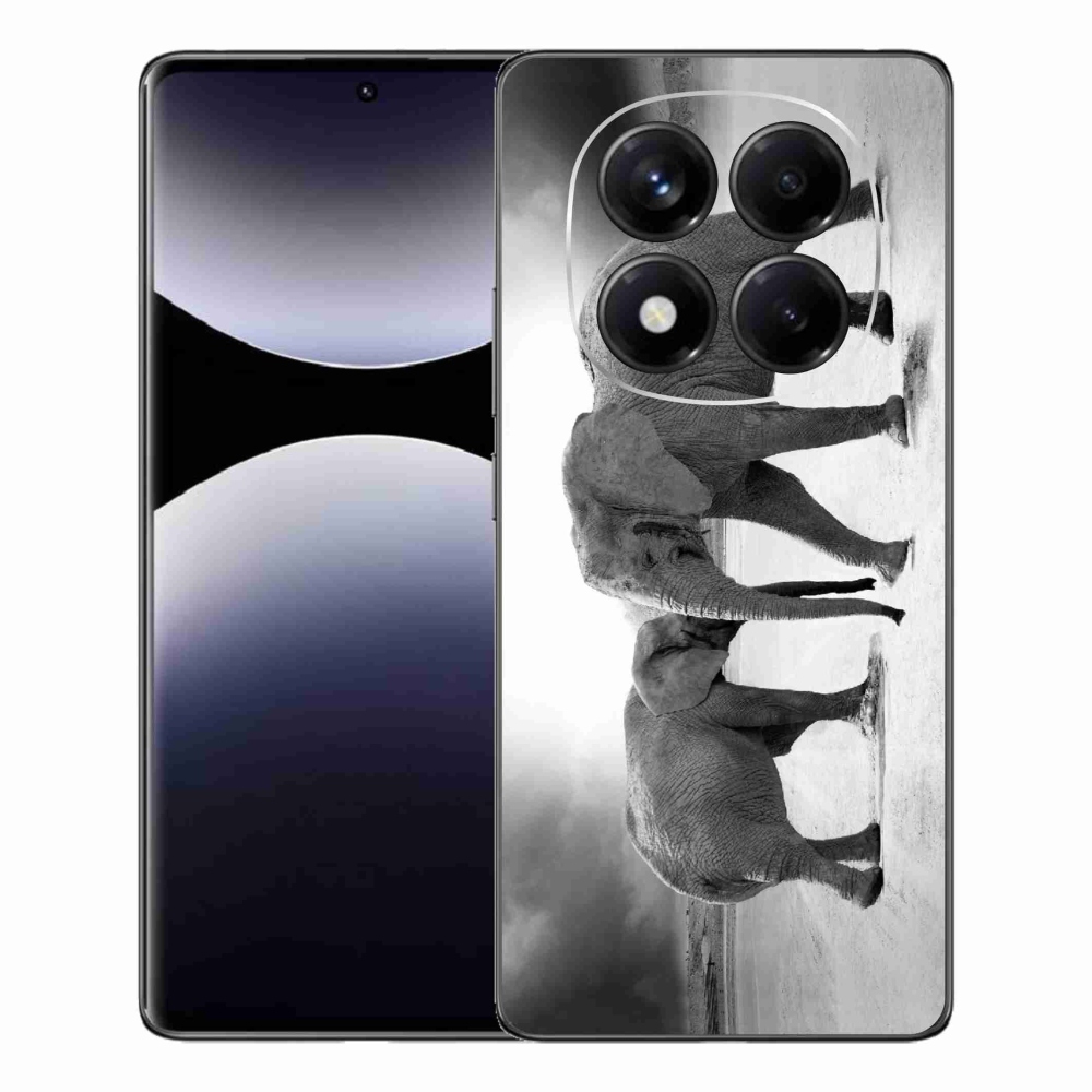 Gél borítás mmCase a Xiaomi Redmi Note 14 Pro számára - fekete és fehér elefántok