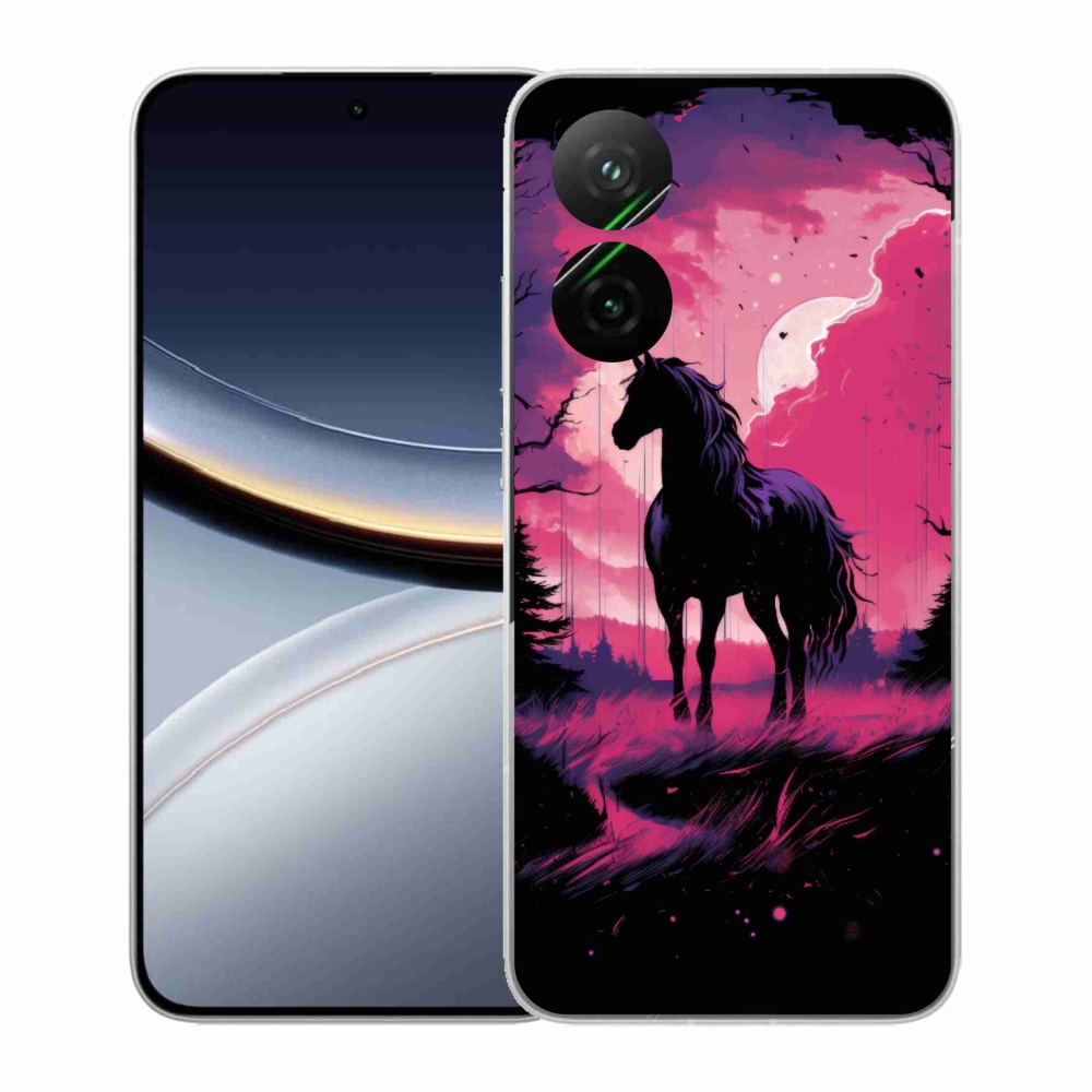 Gél borítás mmCase a Xiaomi Poco F7 5G-hez - fekete rajzfilm ló 1