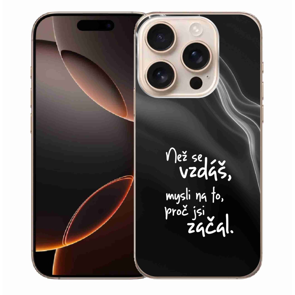 Zselés borítás mmCase iPhone 16 Pro Max készülékhez - idézet 2 fekete háttér