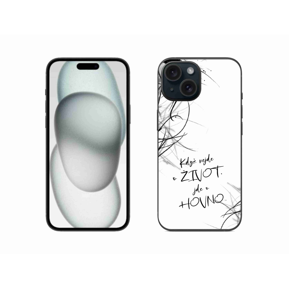 Gél borító mmCase iPhone 15 készülékhez - vicces szöveg 16 fehér háttér