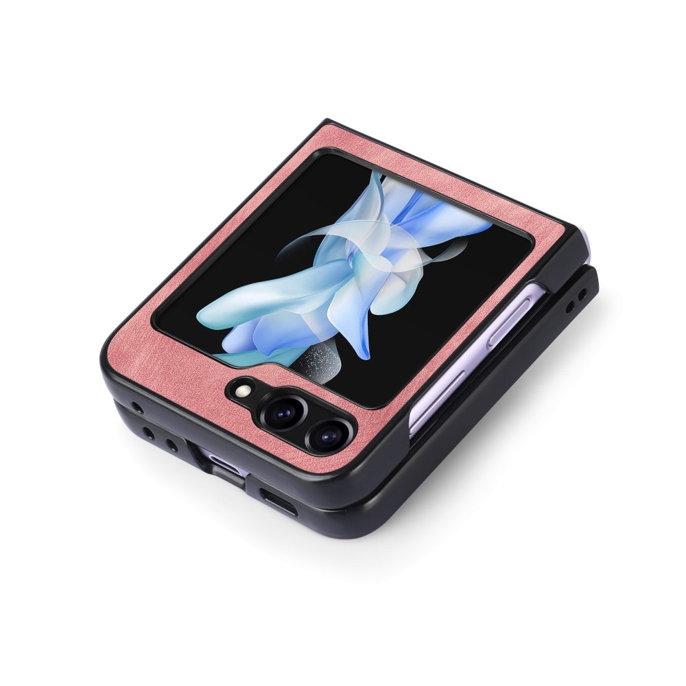 Vintage műanyag borító műbőrrel Samsung Galaxy Z Flip6 5G készülékhez - rózsaszín