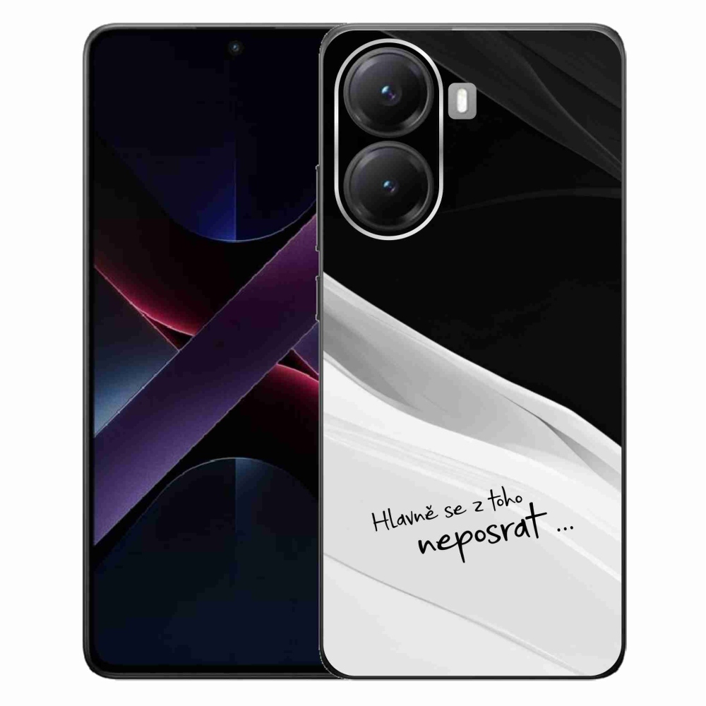 Gél borító mmCase a Xiaomi Poco X7 Pro 5G számára - vicces szöveg 13 fekete és fehér háttérrel