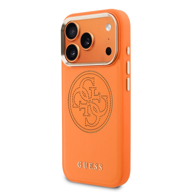 Guess PU perforált 4G hátlap iPhone 17 Pro narancssárga színű hátlaphoz