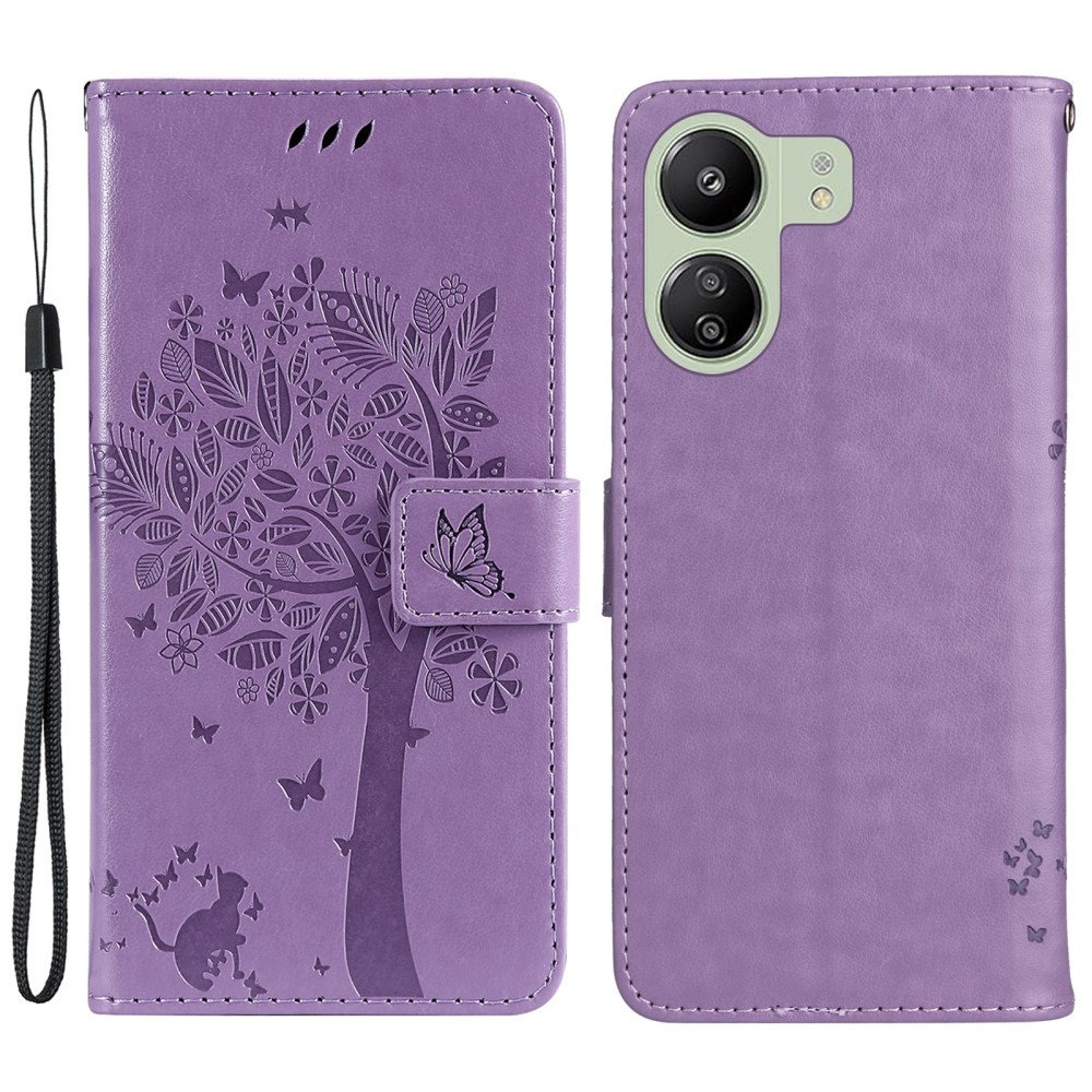 Fák könyvtáska Xiaomi Poco C65/Redmi 13C - világos lila