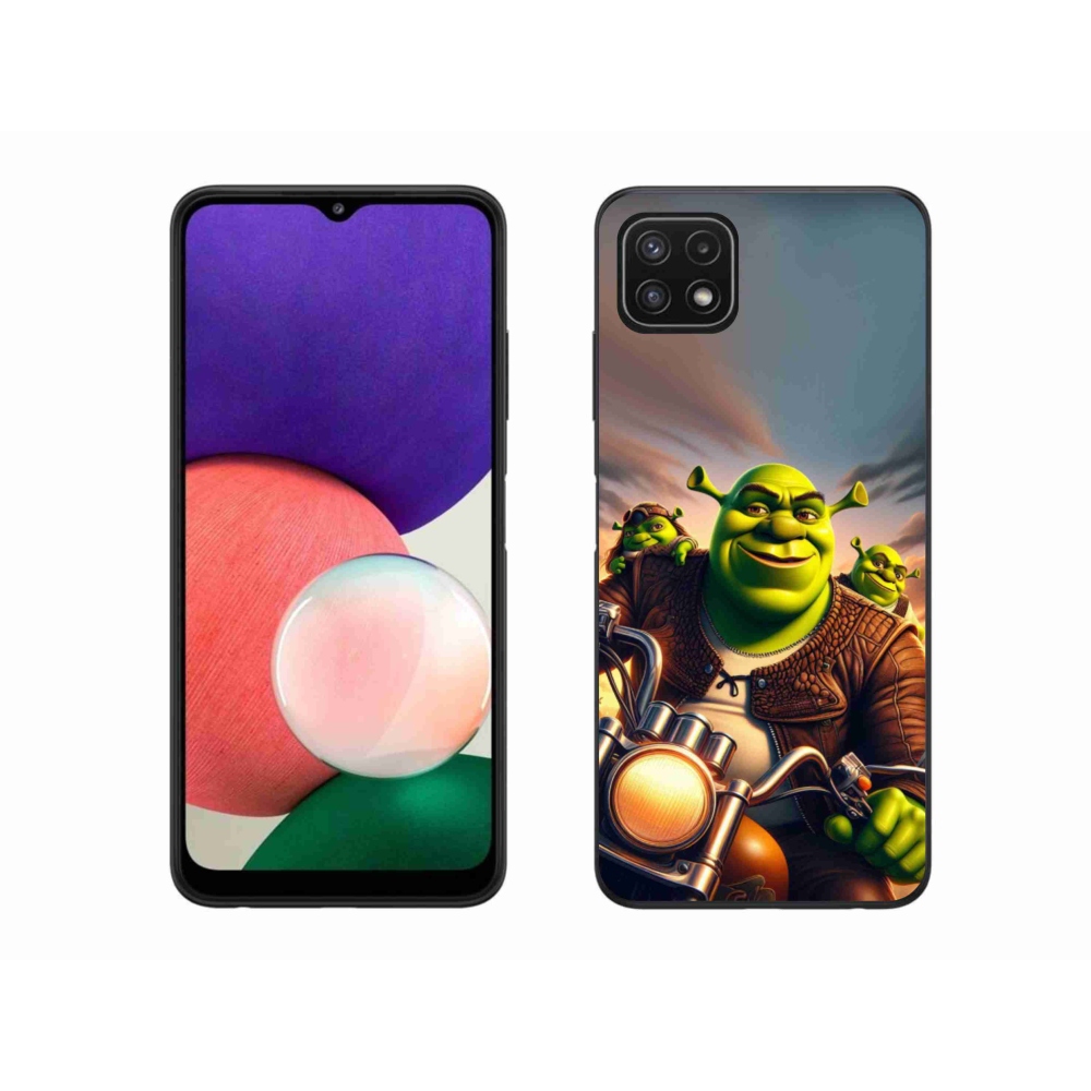 Zselés borítás mmCase Samsung Galaxy A22 5G - shrek egy motorkerékpárral
