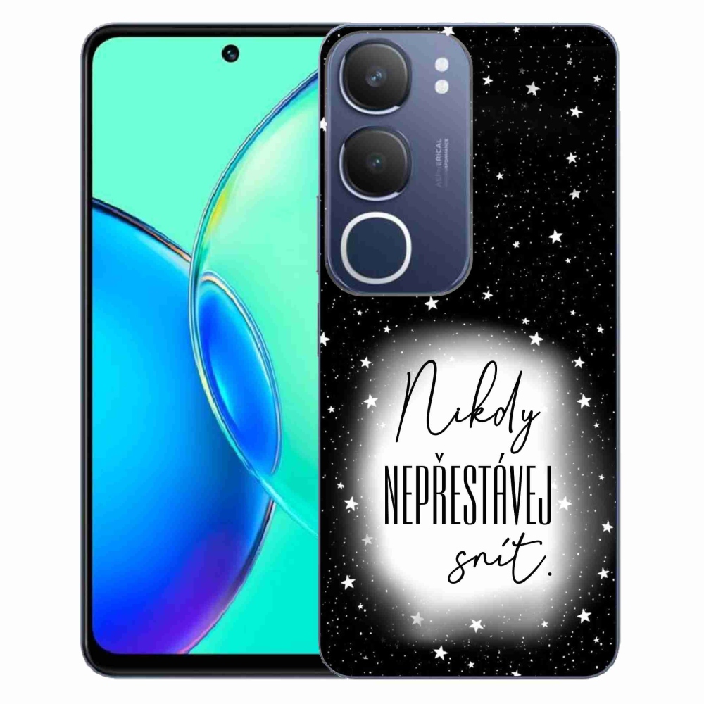 Gél borítás mmCase a Vivo Y19s készülékhez - Quote 1 fehér és fekete háttérrel