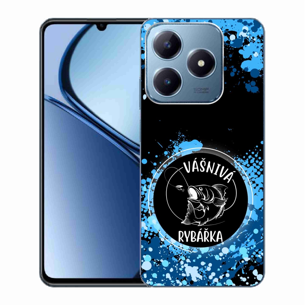 Gél borító mmCase a Realme C63 készülékhez - szenvedélyes halásznő fekete háttérrel