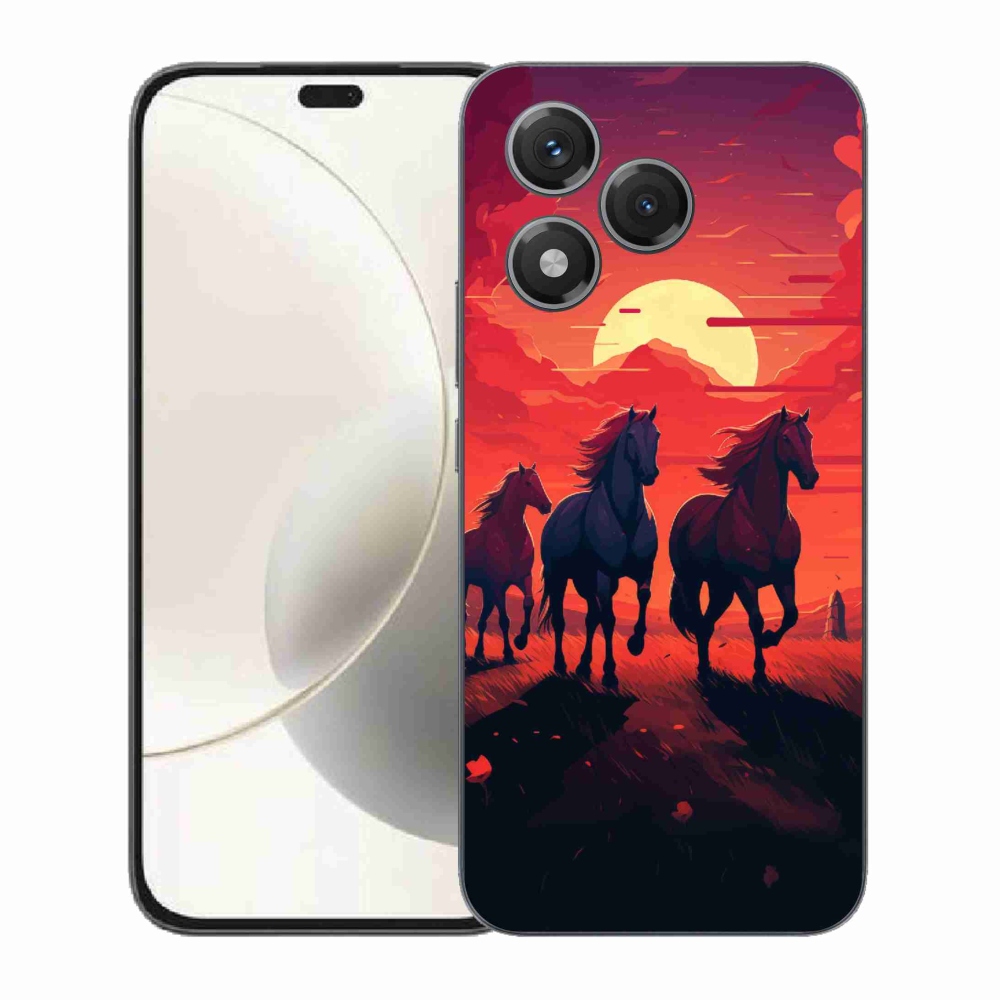 Zselés borítás mmCase a Honor 400 Lite-hoz - lovak és naplemente
