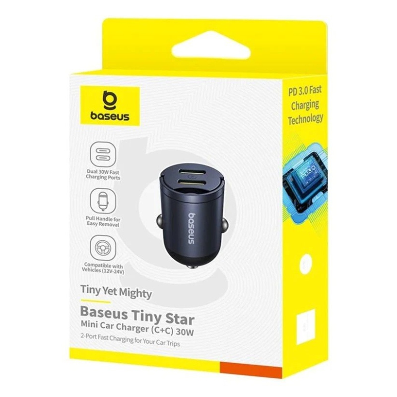 Baseus Tiny Star Mini autós töltő USB-C/USB-C 30W Cosmic Black