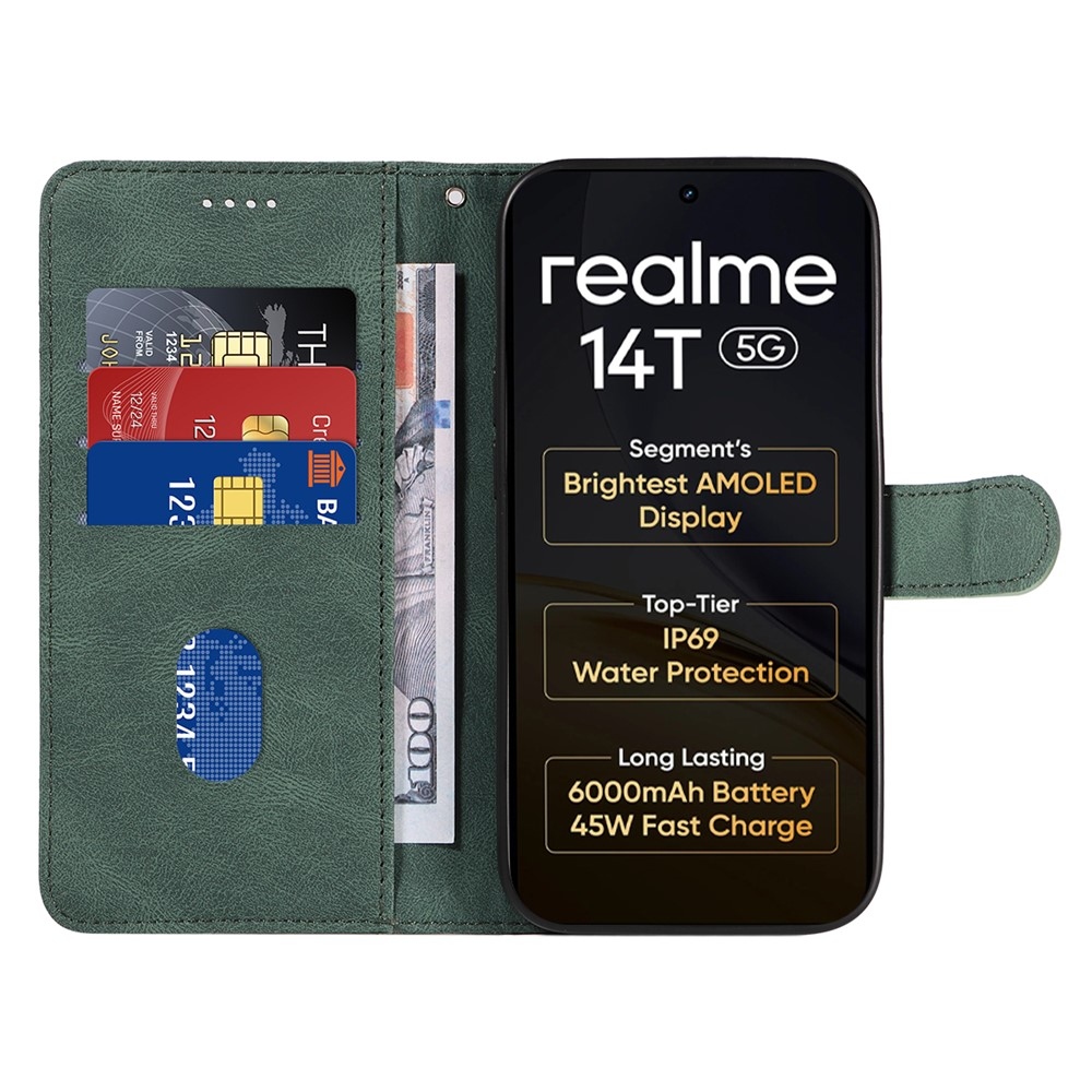 Ívelt könyvtáska a Realme 14 5G/14T 5G készülékhez - zöld