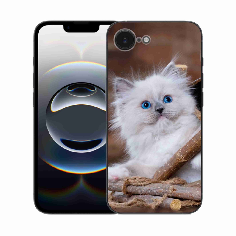 Zselés borítás mmCase iPhone 16e készülékhez - fehér cica