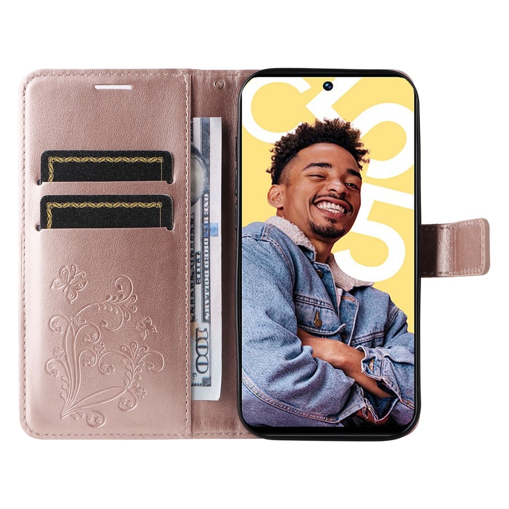 Nagy pillangó könyvtáska a Realme C55-öshöz - rózsaarany