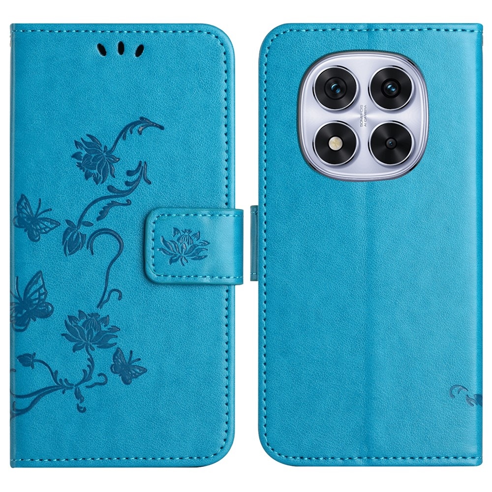 Virágos könyv tok Xiaomi Redmi Note 14 Pro 5G/Poco X7 5G/Note 14 Pro+ 5G - kék