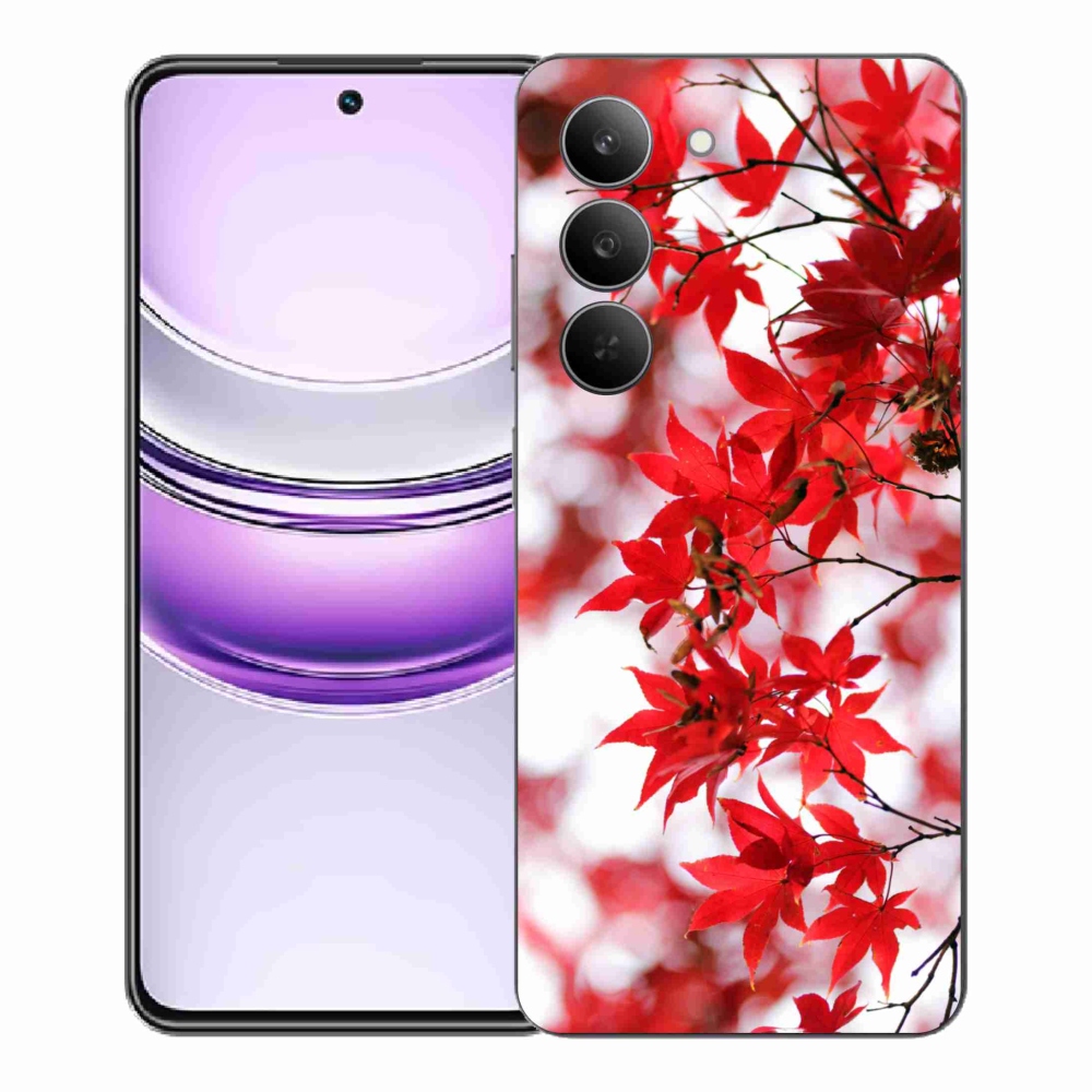 Zselés borítás mmCase a Realme 14x 5G készülékhez - piros levelek