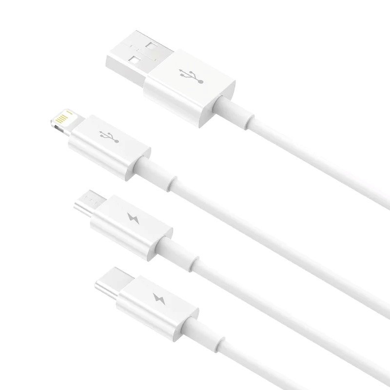 Baseus Superior sorozatú gyors töltő adatkábel USB-A - USB-C/microUSB/Lightning 3.5A 1m Stellar White