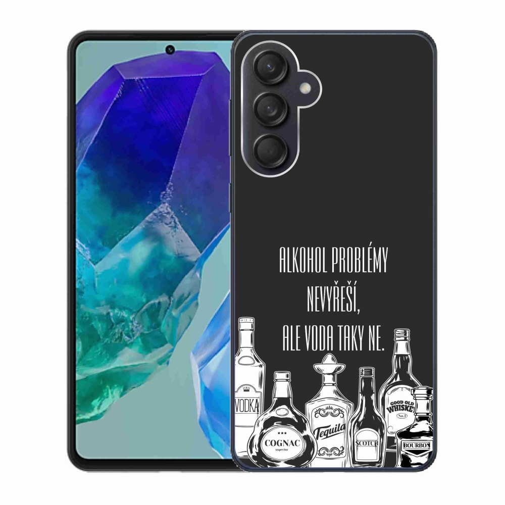 Gél borító mmCase Samsung Galaxy M55 5G - vicces szöveg fekete háttérrel