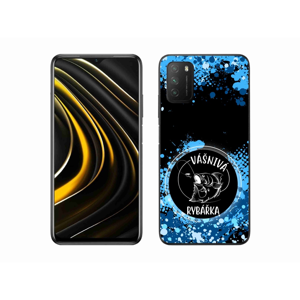 Gél borító mmCase a Xiaomi Poco M3-hoz - szenvedélyes halász fekete háttérrel