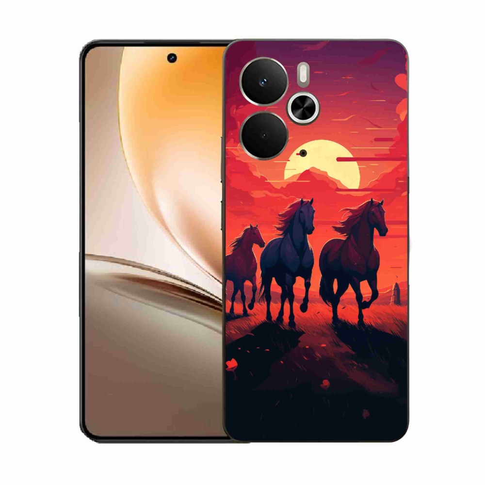 Gél borítás mmCase a Realme 14 5G/14T 5G számára - lovak és naplemente