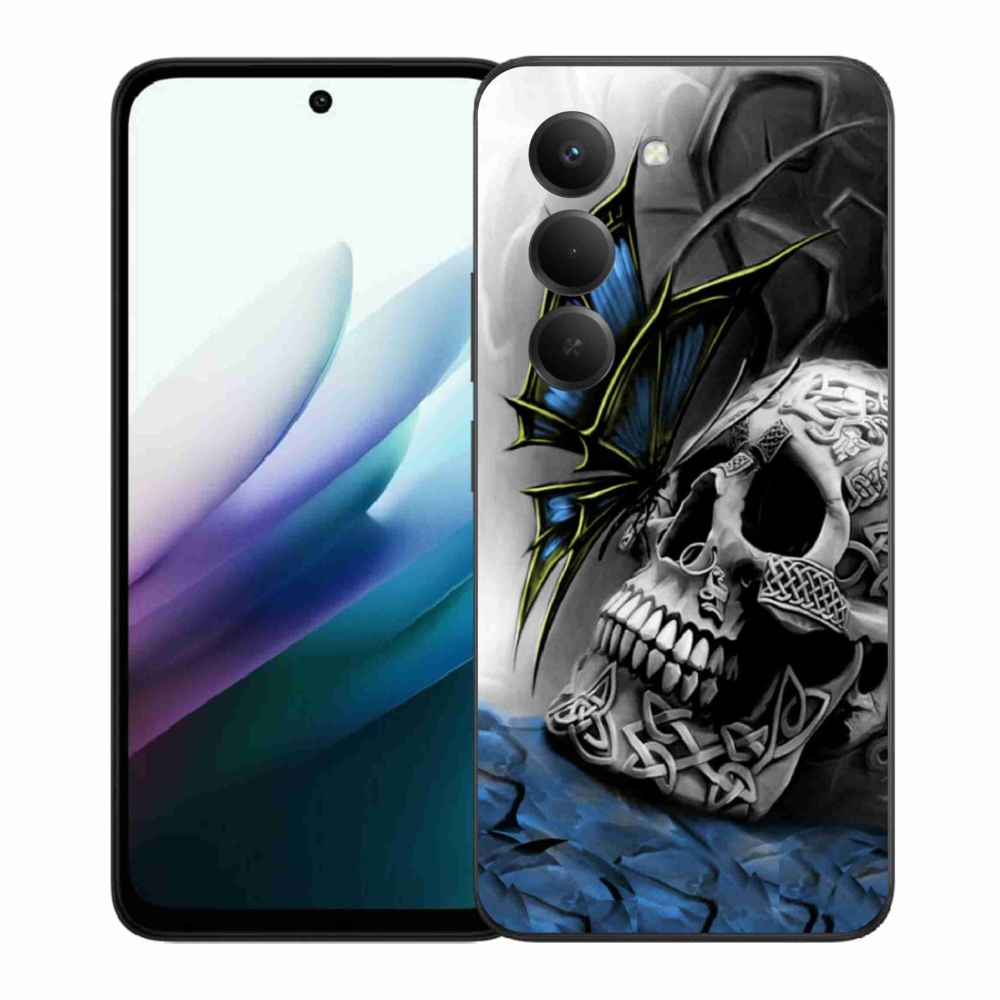 Gél borítás mmCase a Xiaomi Redmi 15 4G/5G (171mm) - pillangó és koponya számára