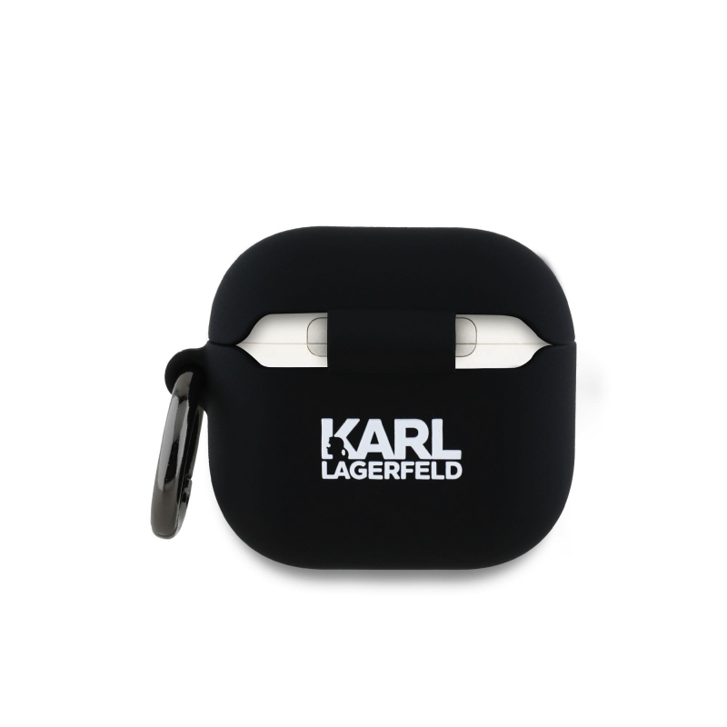 Karl Lagerfeld 3D Logo NFT Choupette Head szilikon tok az AirPods 4 készülékhez Fekete