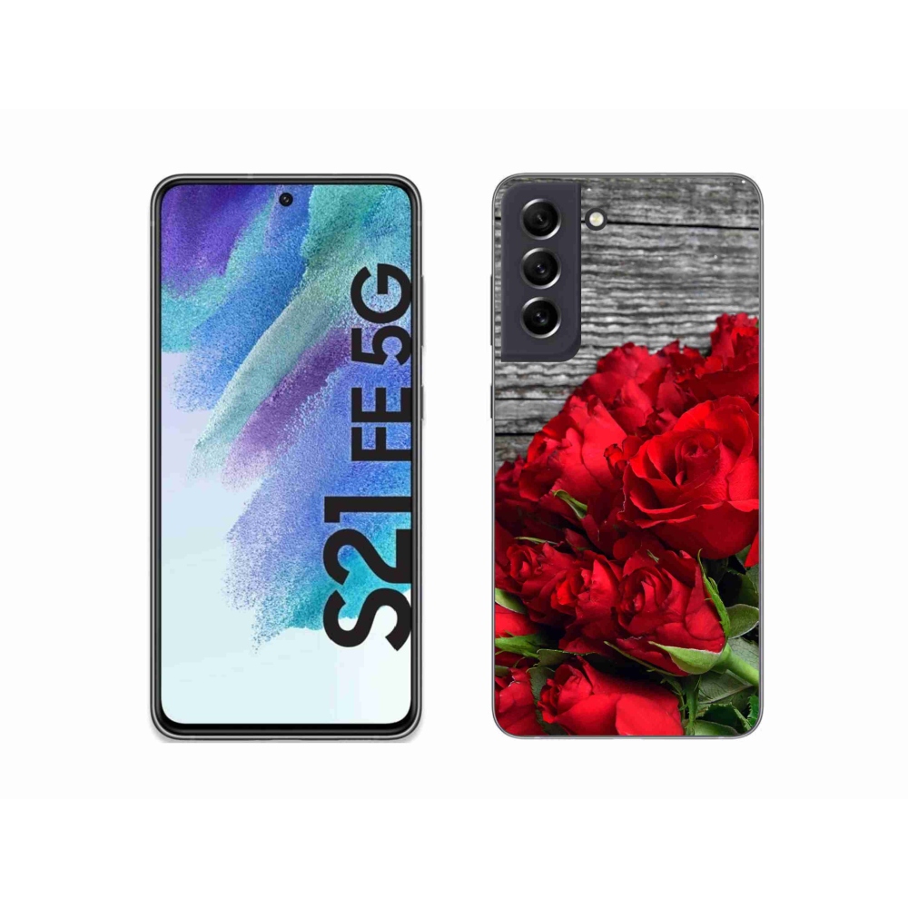 Zselés borítás mmCase Samsung Galaxy S21 FE 5G - piros rózsa