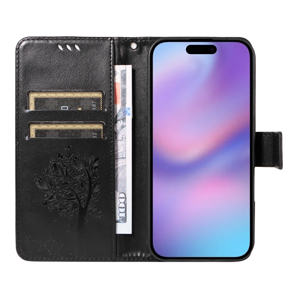 Fák könyvtáska iPhone 17-hez - fekete