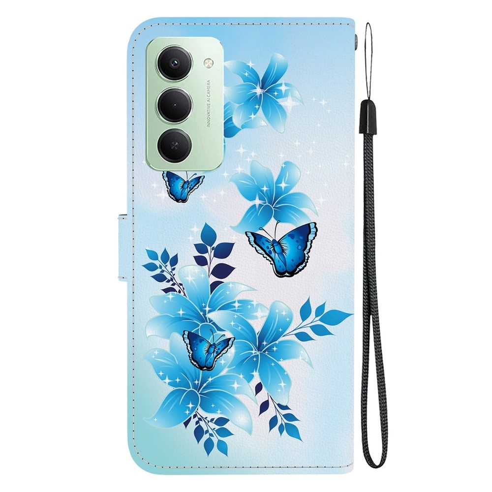 Sokoldalú könyvtáska Xiaomi Redmi 15 5G (169mm) - kék pillangókhoz