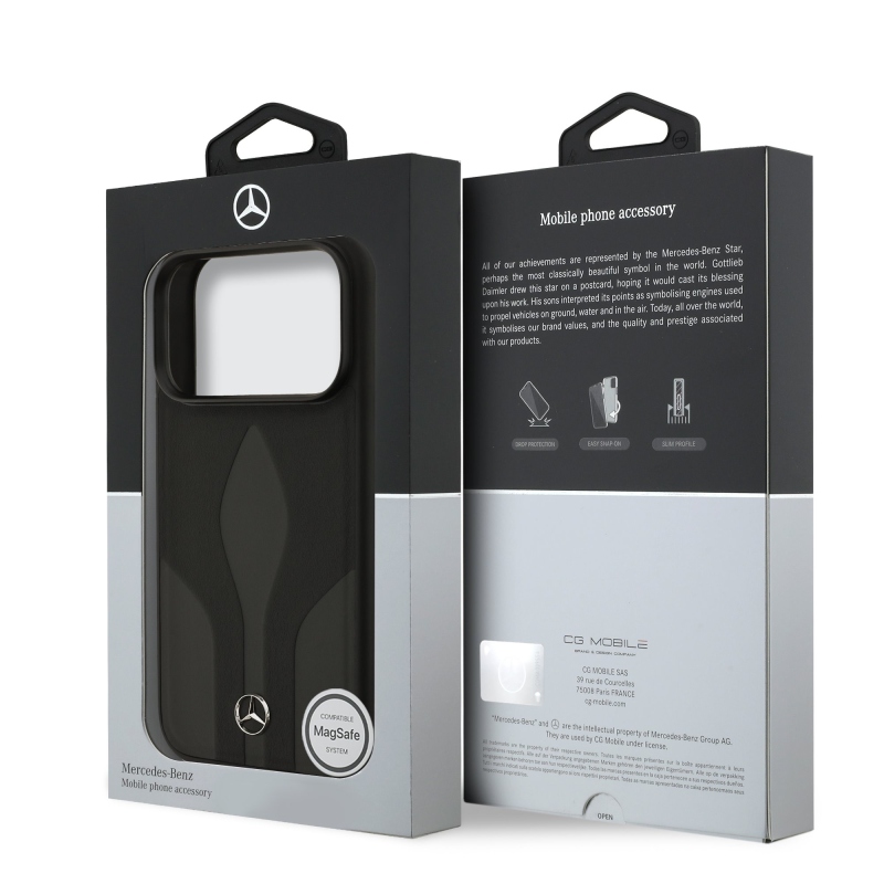Mercedes Leather The Move MagSafe hátlap az iPhone 17 Pro készülékhez Fekete