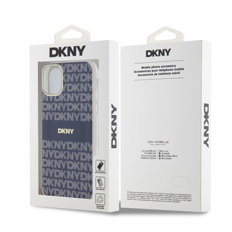 DKNY PC/TPU ismétlődő mintás tonális csíkos Magsafe hátlap iPhone 11 kékhez