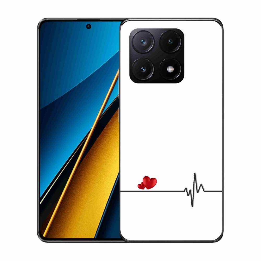 Gél borító mmCase a Xiaomi Poco X6 Pro 5G számára - szív és szívverés fehér háttérrel